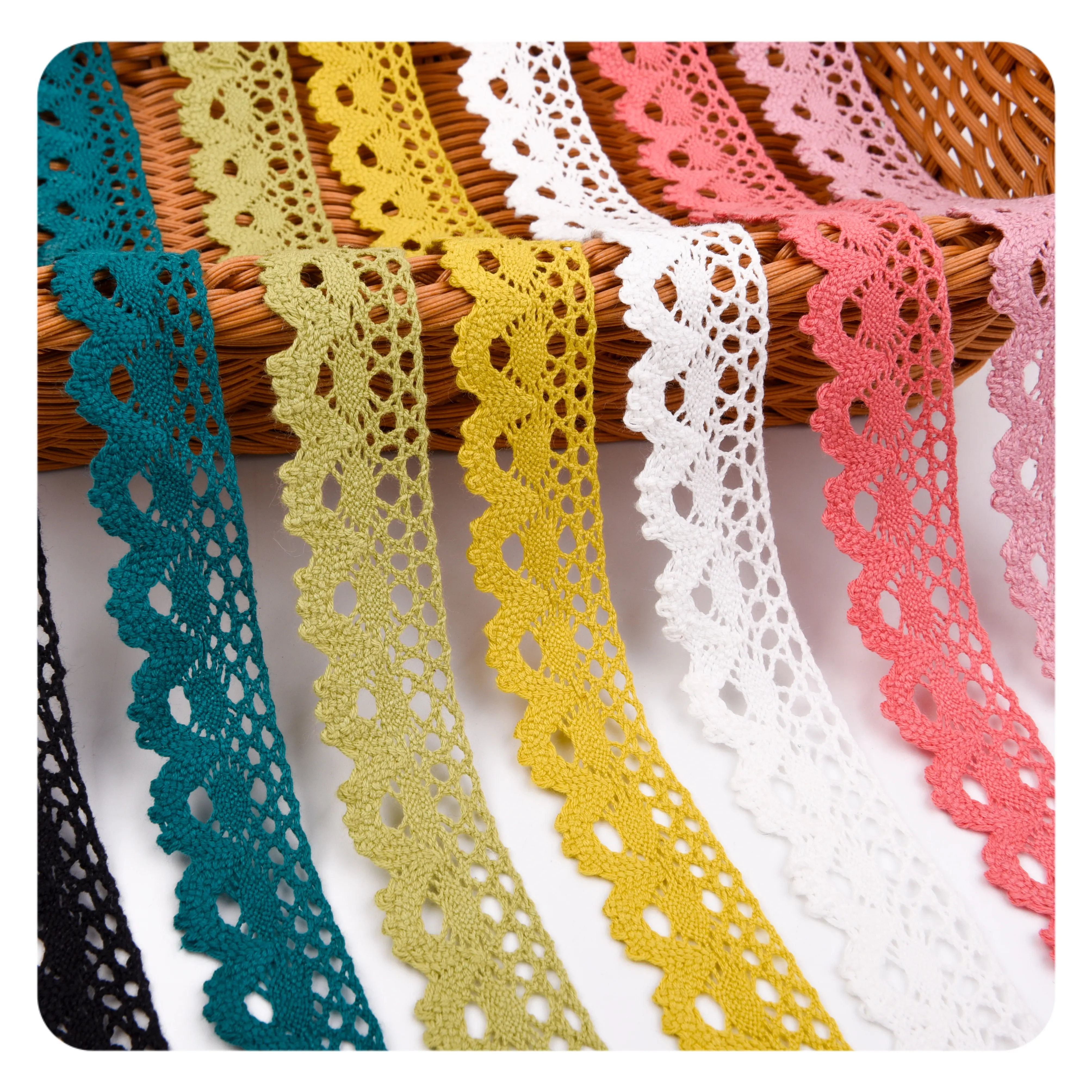 high quality soft crochet lace trim Vintage cotton eyelet ribbon lace trim for clothing