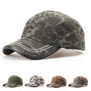 Vintage <b>Camo</b> Baseball <b>Cap</b> Unisex Canvas Washed Sublimation Print Casual Outdoor Hat With Contrast Stitching And Leather Trim - Product Image 1