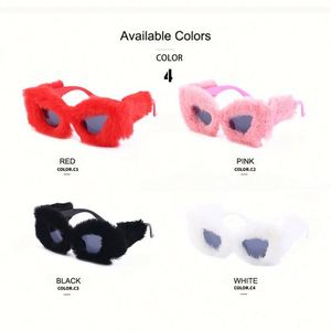 Gafas de Sol de Moda 2022, Hechas a Mano, Estilo Punk, de Felpa Suave, con Diseño de Ojo de Gato, Extra Grandes, para Mujer - Product Image 6