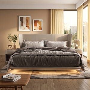 Moderno <span class=keywords><strong>letto</strong></span> in pietra di lusso di alta qualità <span class=keywords><strong>camera</strong></span> <span class=keywords><strong>da</strong></span> <span class=keywords><strong>letto</strong></span> matrimoniale minimalista galleggiante doppio imbottito sospeso Hotel casa <span class=keywords><strong>mobili</strong></span> - Product Image 1