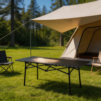 Table de camping pliable multi-tailles avec plateau en acier carbone pour repas et rassemblements en plein air