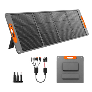 Alimentez vos aventures en plein air avec le panneau solaire portable pliable Alecter Solar 200W, 23% d'efficacité, noir, charge rapide, certifié TUV. - Product Image 1