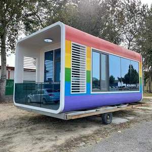 Casa prefabbricata portatile modulare della capsula per la camera da letto uso esterno costruzione <span class=keywords><strong>immobiliare</strong></span> casa Mobile prefabbricata cabina di vetro - Product Image 2