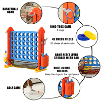 Jeu de Puissance 4 Géant pour Enfants et Adultes, Jeu Géant de 4 à la Suite pour Enfants avec Panier de Basket, Jeu de Golf et Ensembles de Lancer d'Anneaux