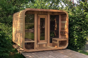 Sauna Esterna in Legno con Riscaldamento Elettrico in Cedro Rosso e Finestre a Sopraluce - Product Image 6
