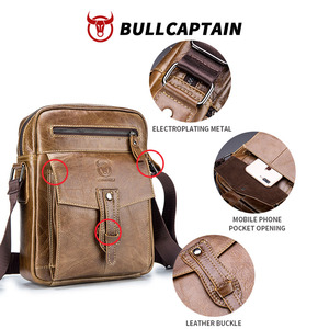 Sac bandoulière et messager décontracté pour homme BULLCAPTAIN, en cuir véritable fait main, grande capacité, style vintage - Product Image 3