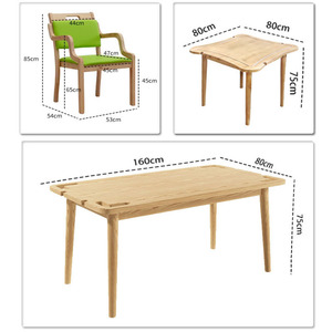Solid Wood Dining <b>Table</b> And Chairs Set Rubberwood With Green Cloth Upholstery For Senior Living Spaces - Product Image 4