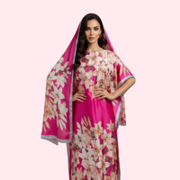 Ensemble 2 pièces Abaya style Dubaï respirant printemps, Robe longue Kaftan soyeuse élégante, Robe musulmane avec foulard, Grandes tailles pour femmes