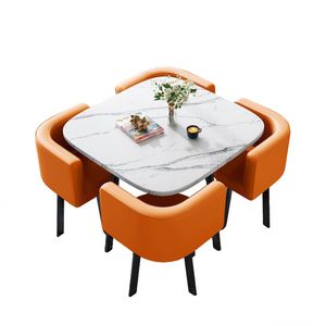 Ensemble de table à manger carrée moderne de luxe comprenant quatre chaises et une table basse avec un design gain de <span class=keywords><strong>place</strong></span> en métal - Product Image 5
