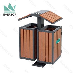 DA-200I 70L Bằng Gỗ Thùng Rác Trang Trí Bằng Gỗ Thùng Rác Với Gạt Tàn Chất Thải Bin 2 Ngăn Gỗ Thùng Rác Bin Ngoài Trời Thùng Rác Có Thể Thiết Lập - Product Image 2