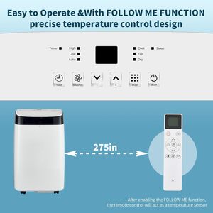 Aire Acondicionado Portátil Yoyo de 10000 Btu con Control Remoto, Ventilador de Refrigeración, Modo de Sueño para Habitación, Oficina, Dormitorio, Color Blanco - Product Image 3