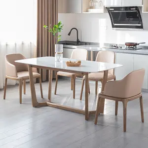 V-Table Chaise octogonale en bois massif Ensembles de salle à manger en bois de cire blanche Table de meubles de cuisine de restaurant