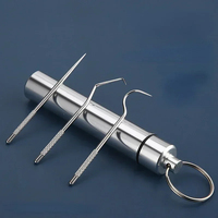 Ensemble de cure-dents en acier inoxydable, cure-dents réutilisables pour le nettoyage interdentaire, cure-dents portables, fil dentaire, nettoyeur de dents, outils de nettoyage buccal 2024