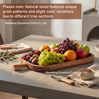 Ovale dienblad van acaciahout, huishoudelijk dinerbord met handvat, fruit- en steakbord, grensoverschrijdend ontbijtbord, modern minimalistisch, gegraveerd, broodbord