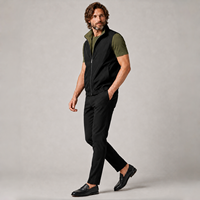 Ensemble de vêtements superposés pour homme de style européen, veste à double fermeture éclair, t-shirt en coton toucher soie, pantalon en twill, tenue décontractée minimaliste