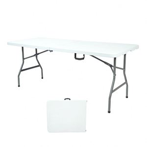 Table pliante en plastique blanche portable d'extérieur 6FT/8FT, idéale pour mariages et banquets – Meilleures ventes à prix abordable - Product Image 2