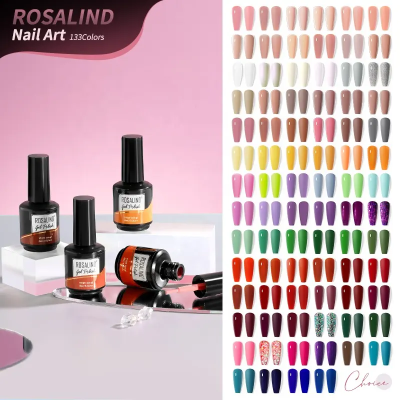 ROSALIND 133 pastello/Glitter colore professionale forniture per unghie personalizzate Private Label 15ml ammollo UV Gel Led smalto per unghie con Logo