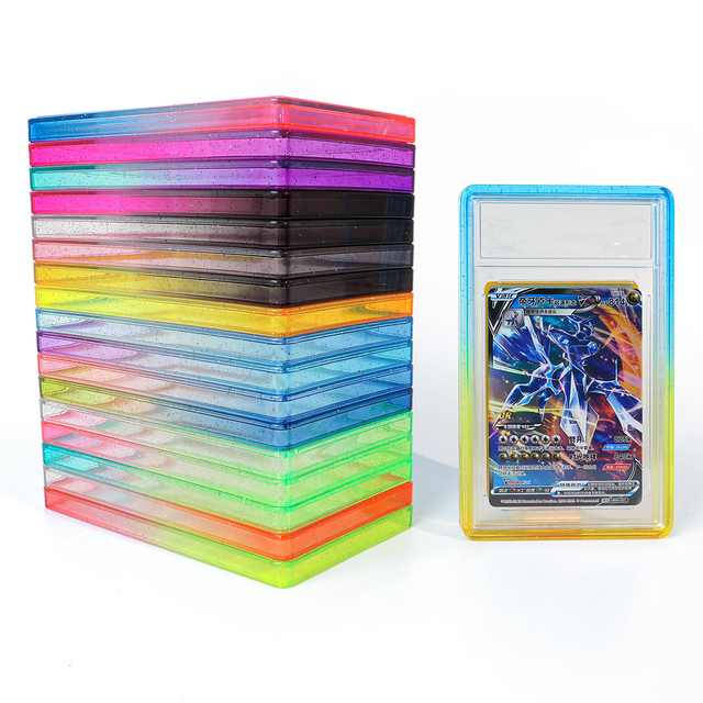 TPU Mixed Gradient Color Glitter Clear Back Panel Plate Graded Card Slab Bumper Guard P s a Slab Protector with Back Panel Plate