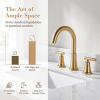 Robinet mitigeur de lavabo de salle de bain contemporain à double poignée en acier inoxydable avec finition céramique, pour montage sur plan, eau chaude et froide, OEM