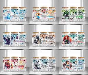 Enveloppes pour tasses en verre de haute qualité 16oz, en PET, avec décalcomanies UV DTF, motifs de dessins animés, lavables et imperméables pour mugs et tasses - Product Image 4