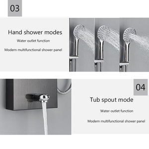 <span class=keywords><strong>Panel</strong></span> de ducha negro con estante de almacenamiento, juego de grifo de ducha de lluvia, columna de ducha de baño de chorro de masaje SPA, torre de grifo mezclador de <span class=keywords><strong>bañera</strong></span> - Product Image 4