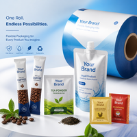 Film d'emballage en rouleau personnalisé imprimé, laminé, en aluminium, PET, BOPP, pour sachets de café, de thé, de poudre, pour sachets d'eau 500 ml
