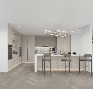 Armoires de cuisine intelligentes en laque à panneaux plats, design moderne modulaire personnalisé, îlot de cuisine avec four et réfrigérateur intégrés - Product Image 1