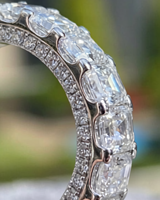 Élégante bague de mariage pour femme en or rose et or blanc, sertie d'un diamant émeraude de laboratoire de 6,50 carats, taille émeraude, certifié IGI, plaqué rhodium