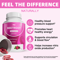 Complément alimentaire en capsules d'extrait de betterave naturel végétalien 1300 mg, améliore l'énergie, soutient la santé cardiaque, capsules de betterave