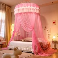 Moustiquaire en polyester, installation facile, dôme suspendu, rideau de lit pliable pour usage domestique, style princesse, protection optimale contre le vent