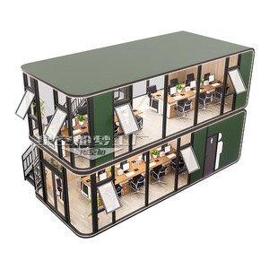 Casa Contenedor Moderna Rectangular para Oficina, Casa Móvil con Escaleras y Paredes de Vidrio - Product Image 3