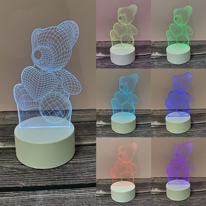 Acrílico 3D Lâmpada LED 7 Mudança De Cor USB Ilusão Luz Noturna Para Casa Decoração Interior Crianças Brinquedo Gif levou base da lâmpada