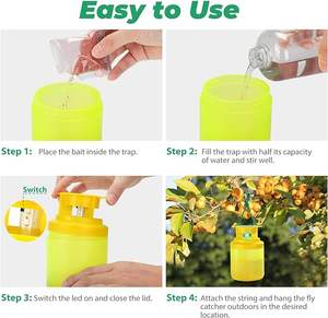 Piège à mouches Pièges à mouches d'extérieur Suspendus en plein air, Piège à mouches solaire avec recharge d'appât naturel, Tueur de mouches réutilisable - Product Image 3