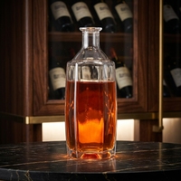 Fabricant de bouteilles en verre carrées de 750 ml en gros, bouteille en verre transparent pour rhum et vin