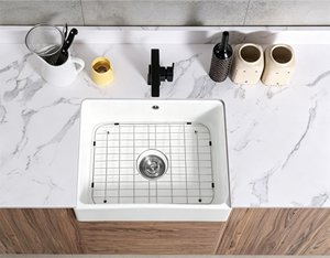 Keramische spoelbak ADLONE 33*20 inch enkele bak keuken keramische witte wastafel spoelbak porselein vierkant met afdruiprek accessoire - Product Image 6