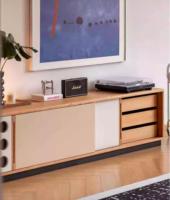 Meuble TV moderne en bois massif avec rangement au sol pour petit appartement, chambre, salon - Style hôtelier et salle à manger, écologique