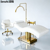 Lit de beauté électrique moderne incurvé pour cils, table de massage réglable à 3 moteurs pour salon de beauté, ensemble lit facial et pour extensions de cils