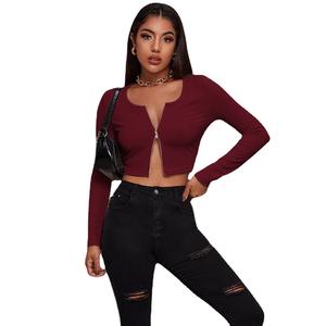 Nouvelle Collection Printemps 2023 – Cardigan Court Tricoté <span class=keywords><strong>Sexy</strong></span> et Ajusté à Fermeture Éclair pour Femme, Style Rétro Européen et Américain, Manches Longues - Product Image 5