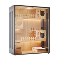 Villa pour chat de luxe de haute qualité, maison extérieure pour animaux de compagnie avec porche, style moderne solide, porte en verre et en bois pour chats