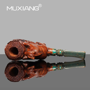 Muxiang Horse Shape Briar Wood Tobacco Pipe Bent Type Hand Carved For Men - Product Image 3