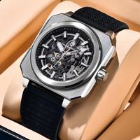 Montre à quartz squelette PD-1791 neuve, verre saphir luxueux, bracelet en cuir alliage antique, lumineuse, étanche, pour homme