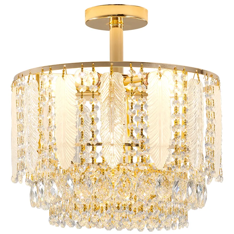 Modern metal round large nordic chandeliers bedroom living room pendant ceiling light led k9 luxury crystal chandelier