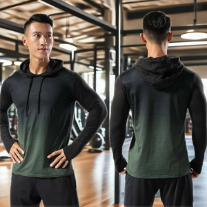 Meilleure Vente – T-shirt Décontracté à Manches Longues pour Homme, Séchage Rapide, Respirant, Extensible, Couleur Dégradée, pour Sport et Travail, en Satin Uni - Product Image 2