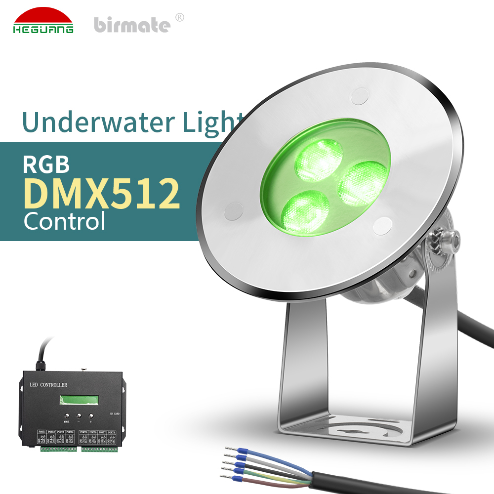 DC24V SS316L IP68 Structure Waterproof 5W RGB DMX512 Control Swimming Pool Light Led Underwater