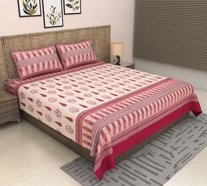 ผ้าปูที่นอนสีชมพูเข้มพรีเมียมแบบเรียบ พร้อมปลอกหมอน 2 ใบ ชุดผ้าห่มผ้าฝ้าย 300 เส้นด้าย ปลอกหมอน 2 ใบ ราคาขายส่ง - Product Image 1