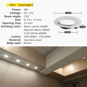 Luz LED RGBW Delgada de 3W y 14mm para Techo, Mini Lámpara Empotrada <span class=keywords><strong>con</strong></span> Orificio de 55mm, Iluminación Integrada para Hogar, Hotel y Exhibiciones - Product Image 2