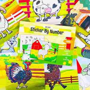 Libro de pegatinas para colorear sin ensuciar para niños y niñas, 12 piezas, actividades, arte, regalos de cumpleaños, manualidades, animales de granja, manualidades con láminas para niños - Product Image 4