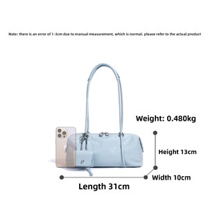 Sac à bandoulière en cuir véritable pour femme 2026, sac baril avec mini pochette, nouvelle mode, sac East West - Product Image 5