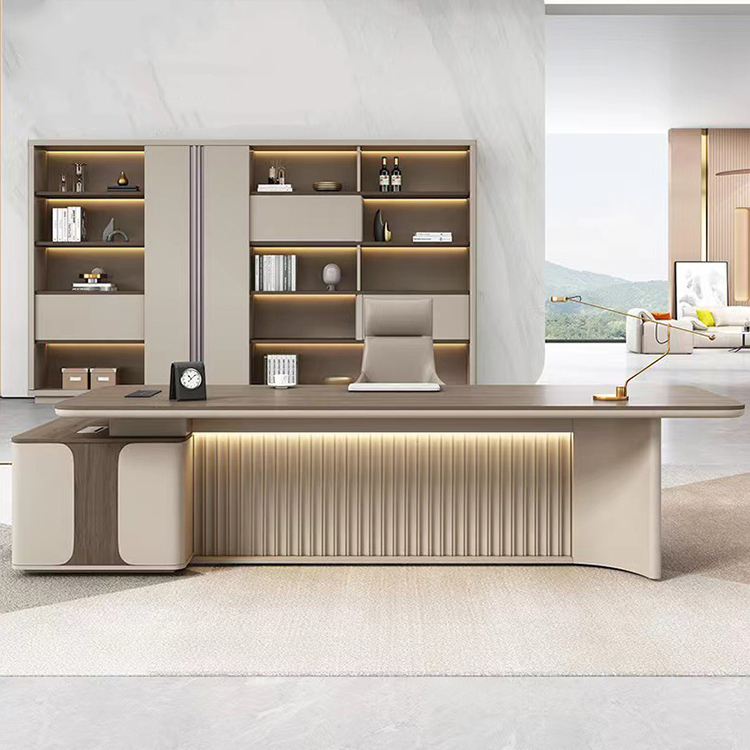 Premium Ceo Boss Leather Luxury Modern Executive Furniture Desk Advanced Feeling Office Table Office Desk