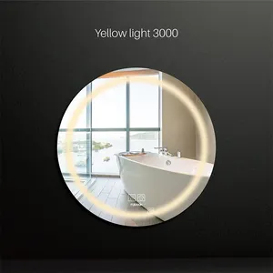 Dokunmatik ekran ayna büyük ışıklı makyaj yuvarlak banyo daire Vanity işık akıllı LED ayna ile toptan fiyat